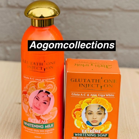2PCs Abebi white Glutathion Injection body lotion exetreme whitening milk  Gluta